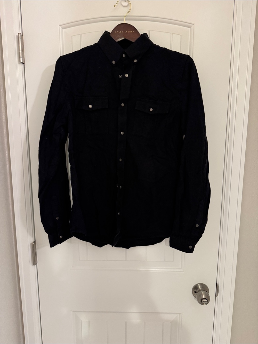 Murano Men’s Black Button-Down Shirt Jacket